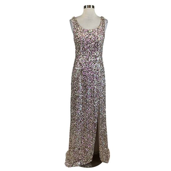 Alex Evenings Sequined Column Evening Gown Size 4 Pink and Gold Formal Dress - Picture 1 of 14